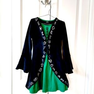 Green & Black Winifred Dress sz (7-8) child Hocus Pocus Halloween Costume Disney
